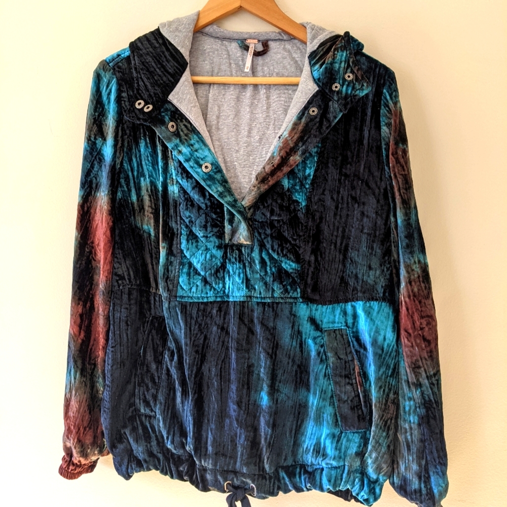 Free People Tie Dye Velvet Hoodie